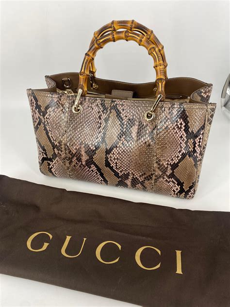 gucci python bag with bamboo handle